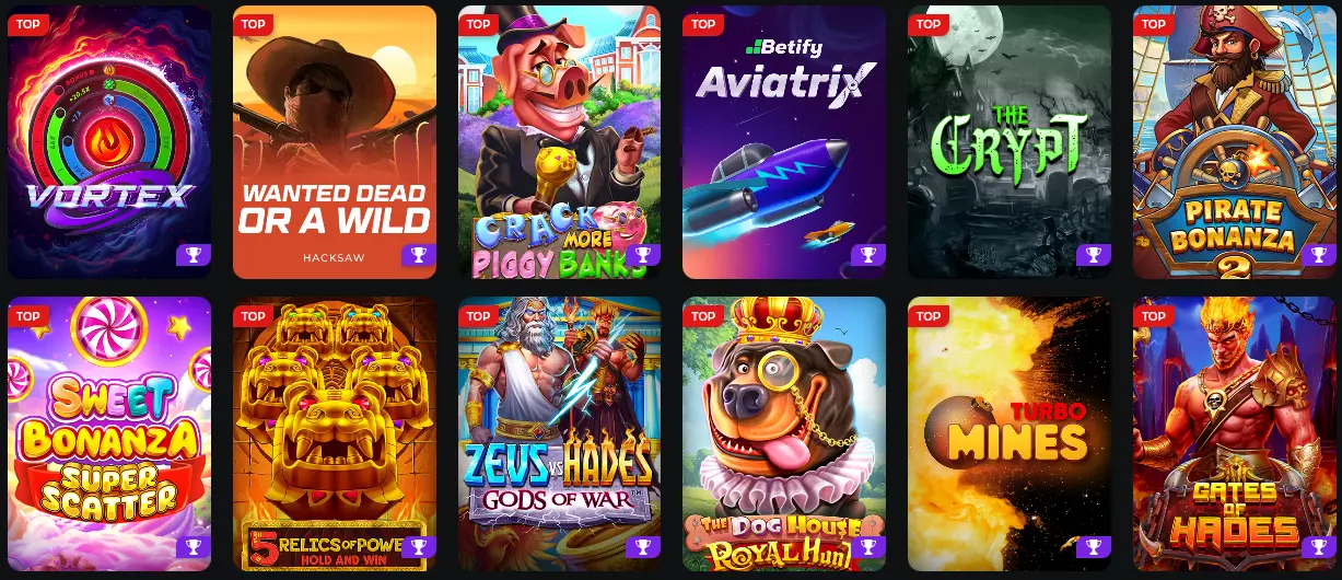 Algemene weergave van de casino spelencollectie